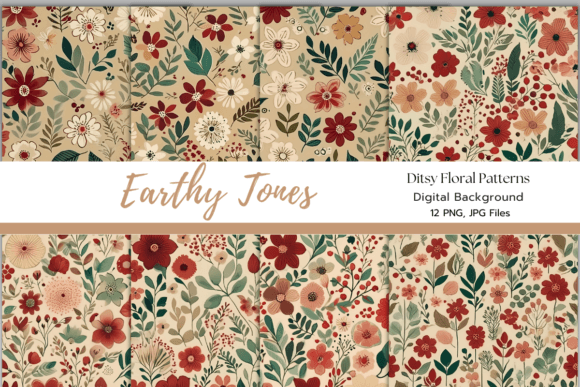 Download Earthy Tones Ditsy Florals Digital Paper - Earthy Collection