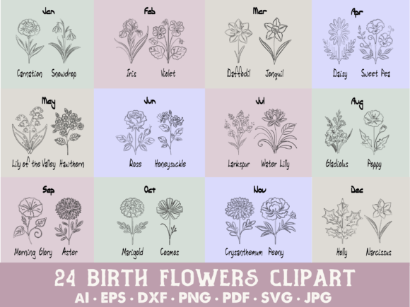 Download Birth Month Flowers SVG Floral Bundle - Birth month Collection