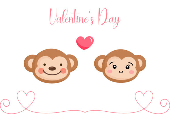 Download Valentine Monkey Couple Illustration - Couple illustration Collection