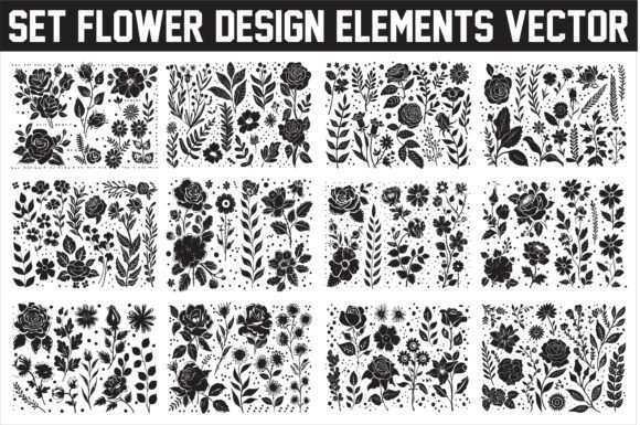Download Elegant Floral Design Elements Vector - Premium Bundle