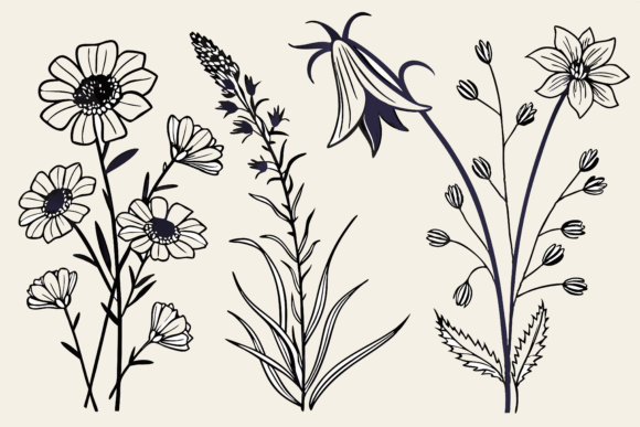 Download Birth Month Flowers Line Art SVG - Birth month Collection