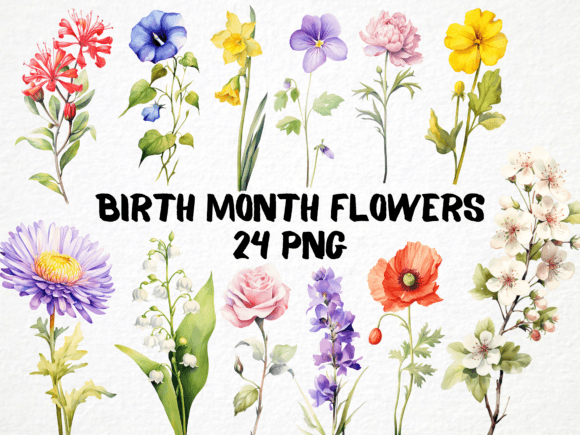 Download Birth Month Flower Clipart Bundle - Birth month Collection