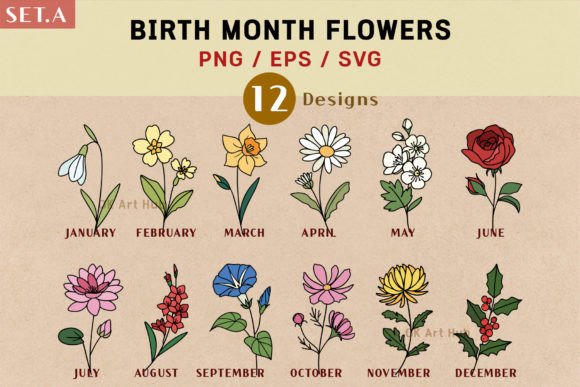 Download Birth Month Flower Svg Clip Art - Birth month Collection