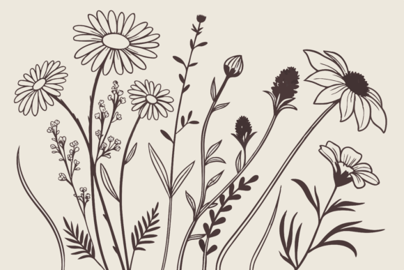 Download Birth Month Flowers Line Art SVG - Birth month Collection